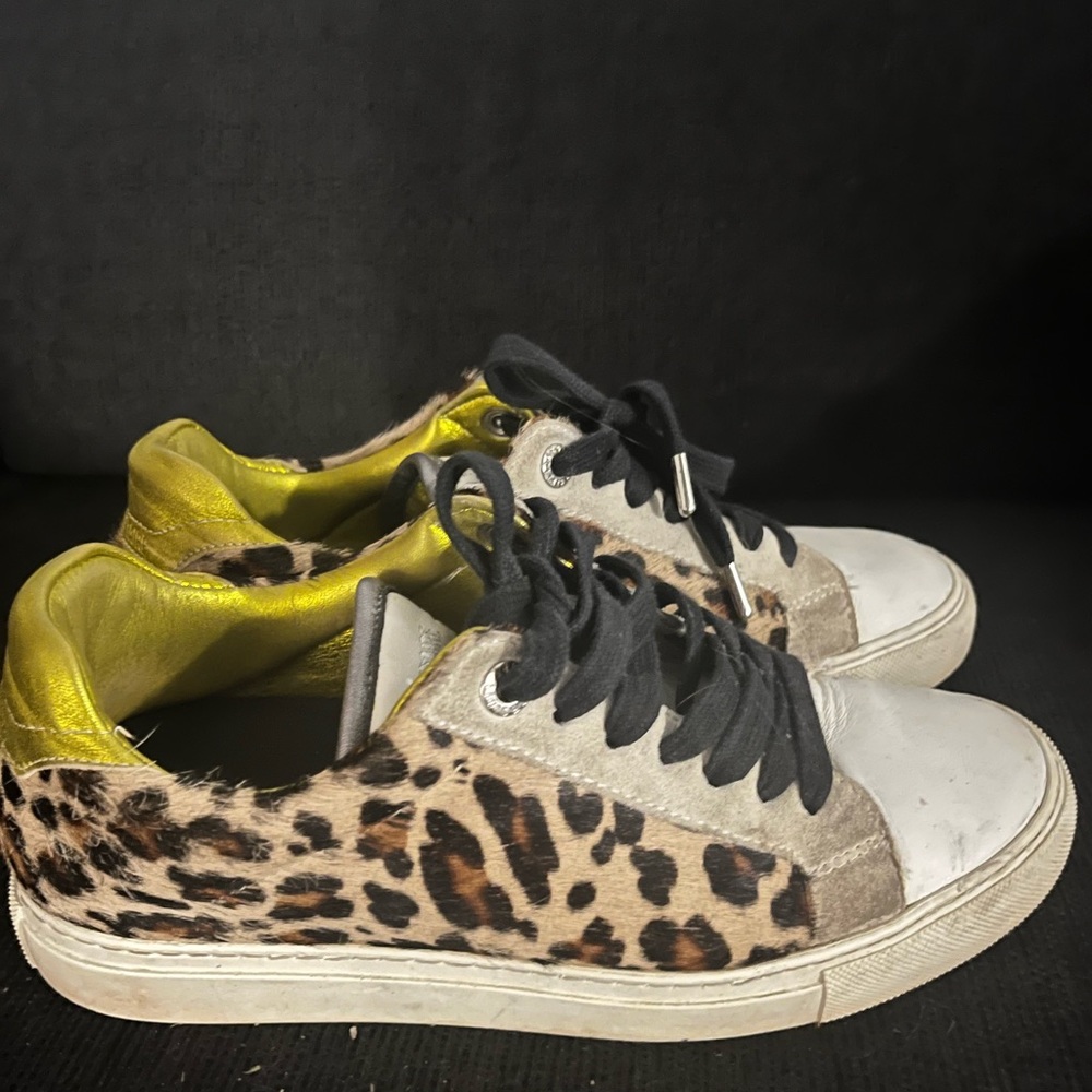 Zadig and Voltaire leopard pony hair sneakers